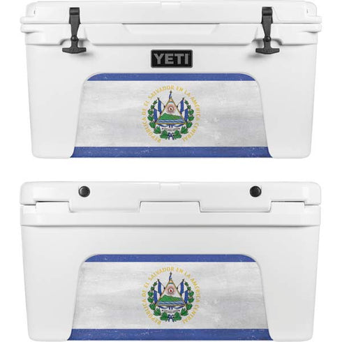 El Salvador Flag Distressed YETI Tundra 65 Hard Cooler Skin
